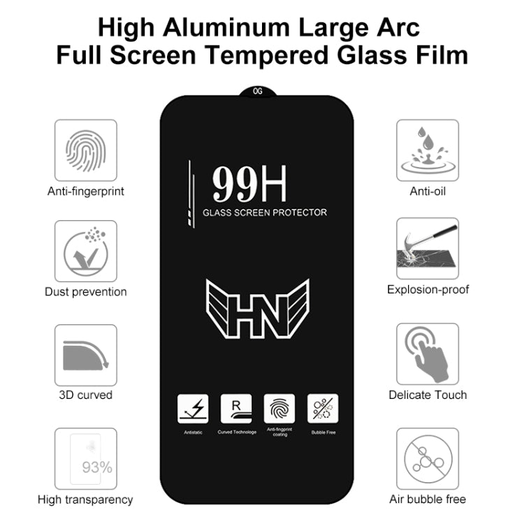 For iPhone 16 Plus High Aluminum Large Arc Full Screen Tempered Glass Film