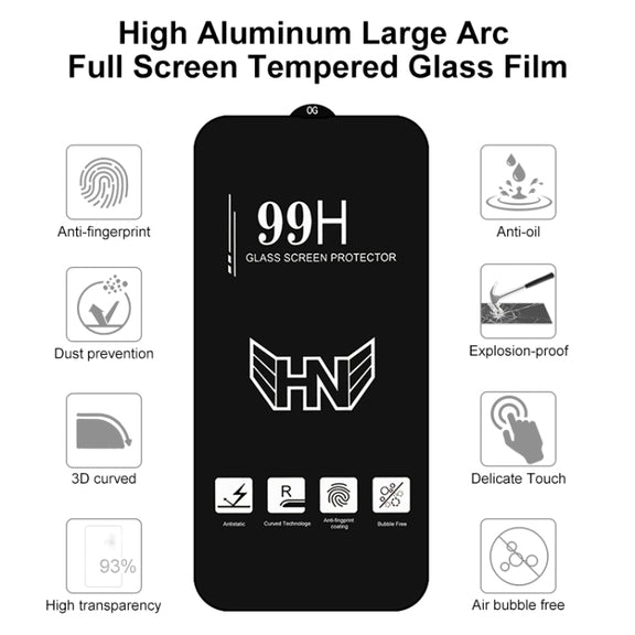 For iPhone 16 Plus High Aluminum Large Arc Full Screen Tempered Glass Film