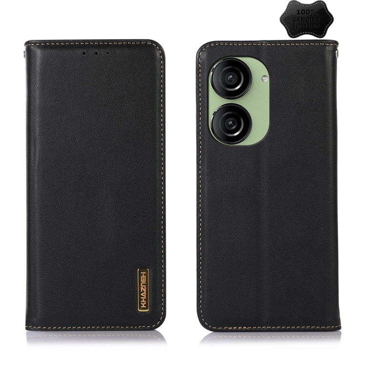 For Asus ZenFone 10 / ZenFone 9 KHAZNEH Nappa Top Layer Cowhide Leather Phone Case(Black)