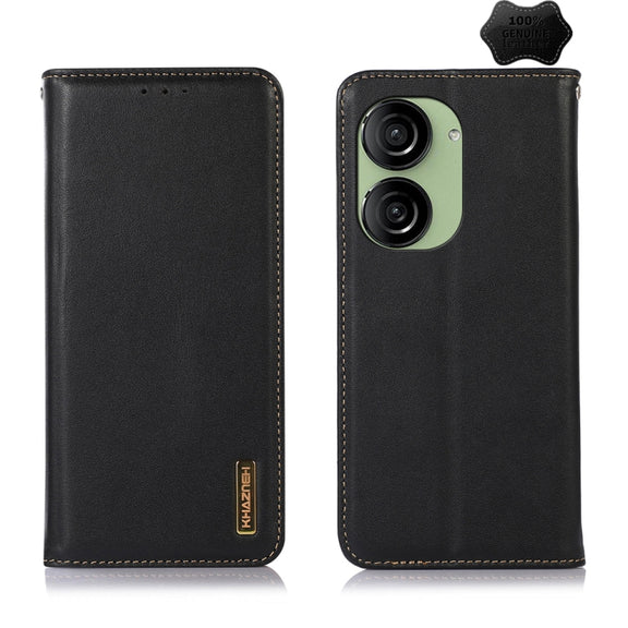 For Asus ZenFone 10 / ZenFone 9 KHAZNEH Nappa Top Layer Cowhide Leather Phone Case(Black)