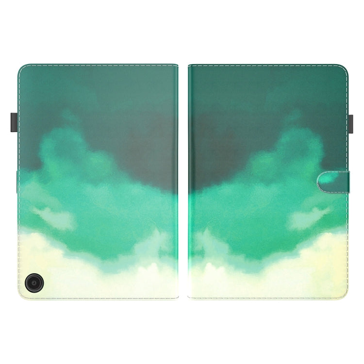 For Amazon Fire Max 11 Watercolor Pattern Flip Leather Tablet Case(Cyan Green)