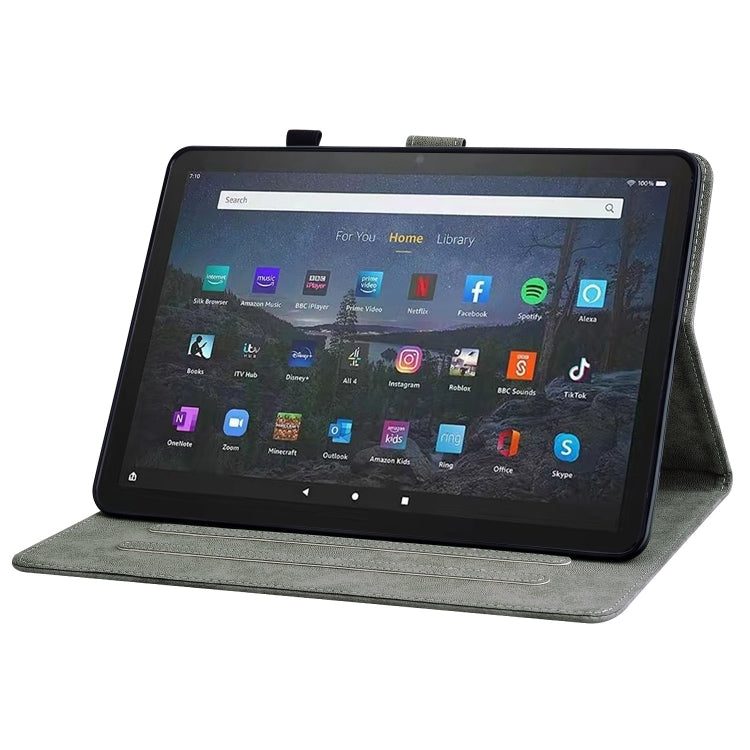 For Amazon Fire Max 11 Tiger Pattern Flip Leather Tablet Case(Grey)
