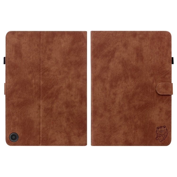 For Amazon Fire Max 11 Tiger Pattern Flip Leather Tablet Case(Brown)