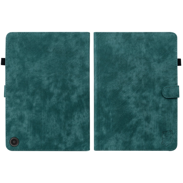 For Amazon Fire Max 11 Tiger Pattern Flip Leather Tablet Case(Dark Green)