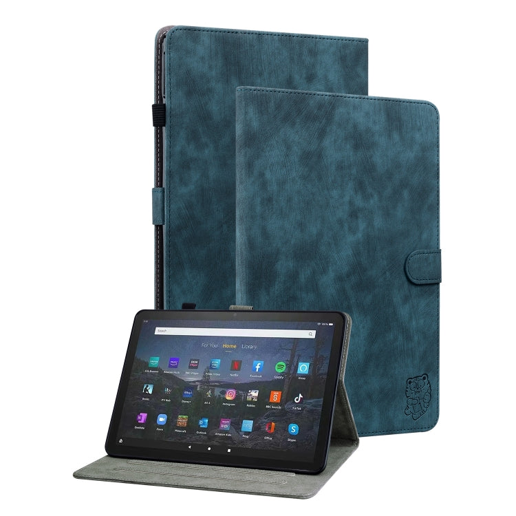 For Amazon Fire Max 11 Tiger Pattern Flip Leather Tablet Case(Dark Blue)