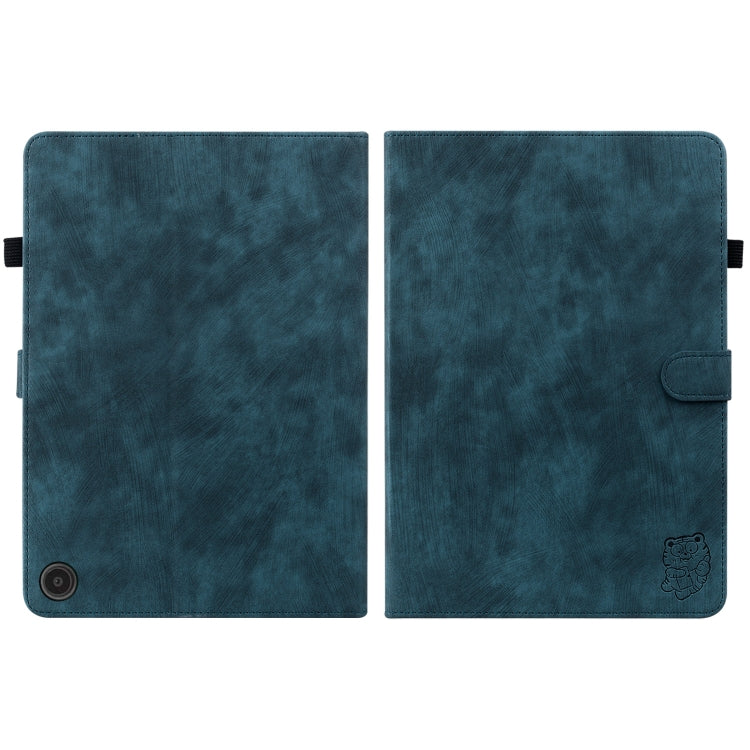 For Amazon Fire Max 11 Tiger Pattern Flip Leather Tablet Case(Dark Blue)