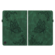 For Amazon Fire Max 11 Butterfly Flower Embossed Leather Tablet Case(Green)