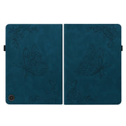 For Amazon Fire Max 11 Butterfly Flower Embossed Leather Tablet Case(Blue)