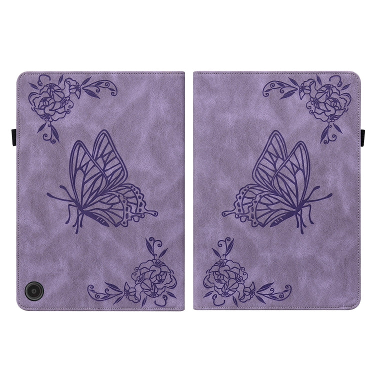 For Amazon Fire Max 11 Butterfly Flower Embossed Leather Tablet Case(Purple)