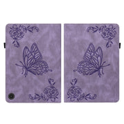 For Amazon Fire Max 11 Butterfly Flower Embossed Leather Tablet Case(Purple)