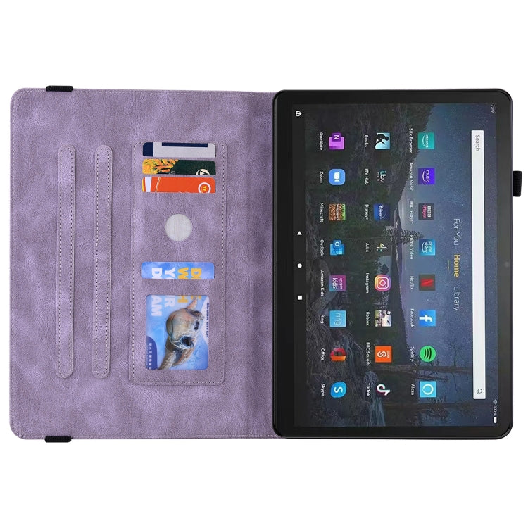 For Amazon Fire Max 11 Butterfly Flower Embossed Leather Tablet Case(Purple)