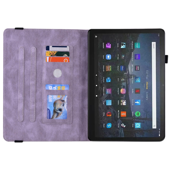 For Amazon Fire Max 11 Butterfly Flower Embossed Leather Tablet Case(Purple)