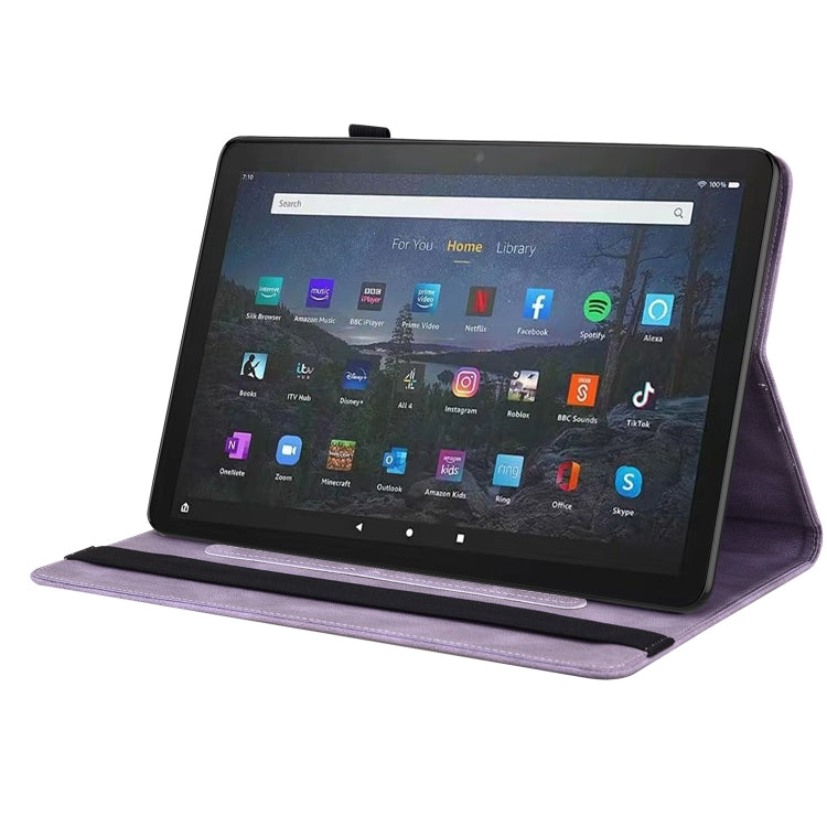 For Amazon Fire Max 11 Butterfly Flower Embossed Leather Tablet Case(Purple)