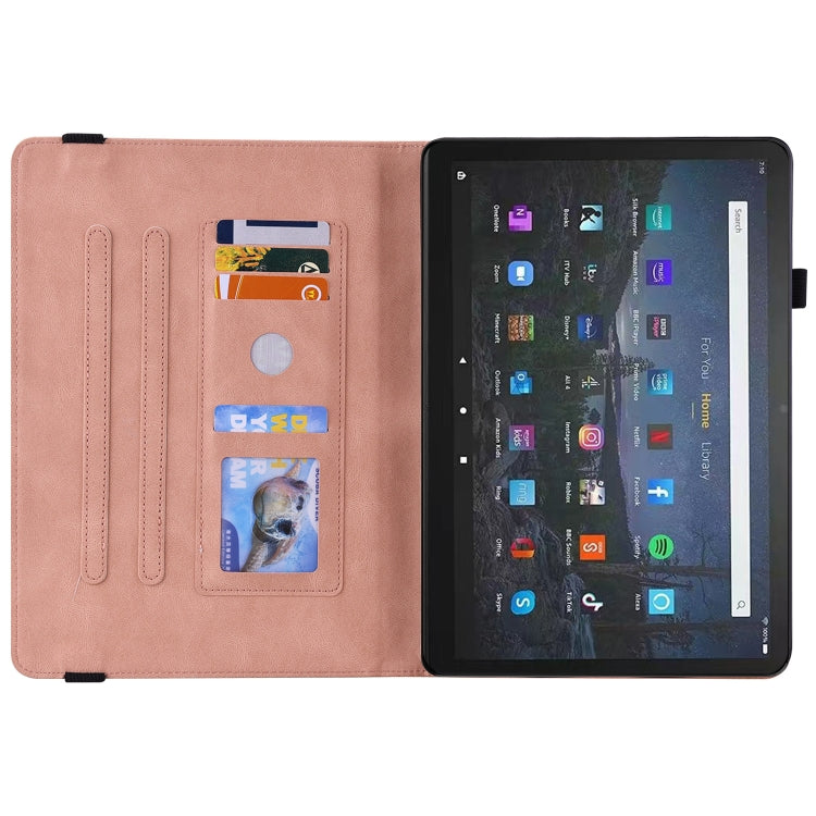 For Amazon Fire Max 11 Butterfly Flower Embossed Leather Tablet Case(Rose Gold)
