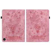 For Amazon Fire Max 11 Butterfly Rose Embossed Leather Tablet Case(Pink)