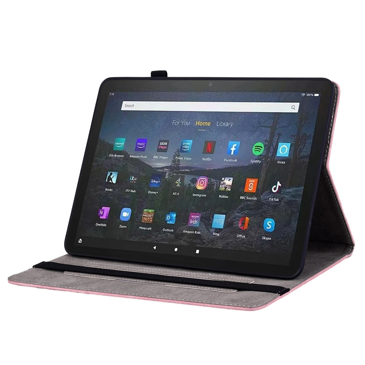 For Amazon Fire Max 11 Butterfly Rose Embossed Leather Tablet Case(Pink)