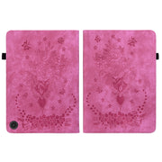 For Amazon Fire Max 11 Butterfly Rose Embossed Leather Tablet Case(Rose Red)