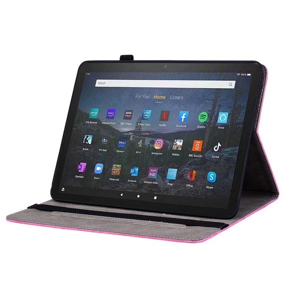 For Amazon Fire Max 11 Butterfly Rose Embossed Leather Tablet Case(Rose Red)