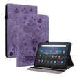 For Amazon Fire Max 11 Butterfly Rose Embossed Leather Tablet Case(Purple) - Amazon by PMC TechLife | Online Shopping South Africa | PMC TechLife | Buy Now Pay Later Mobicred