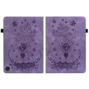 For Amazon Fire Max 11 Butterfly Rose Embossed Leather Tablet Case(Purple)