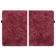 For Amazon Fire Max 11 Butterfly Rose Embossed Leather Tablet Case(Red)