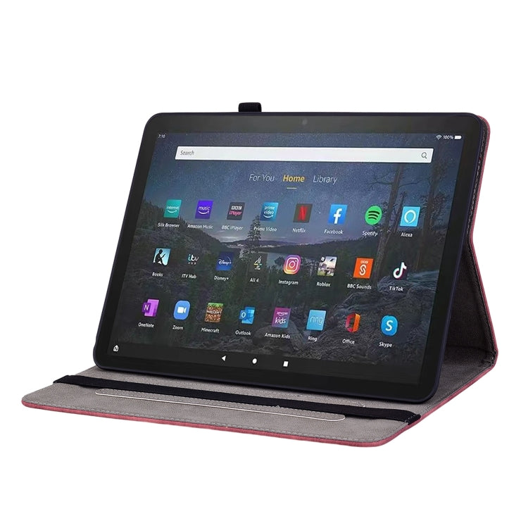 For Amazon Fire Max 11 Butterfly Rose Embossed Leather Tablet Case(Red)