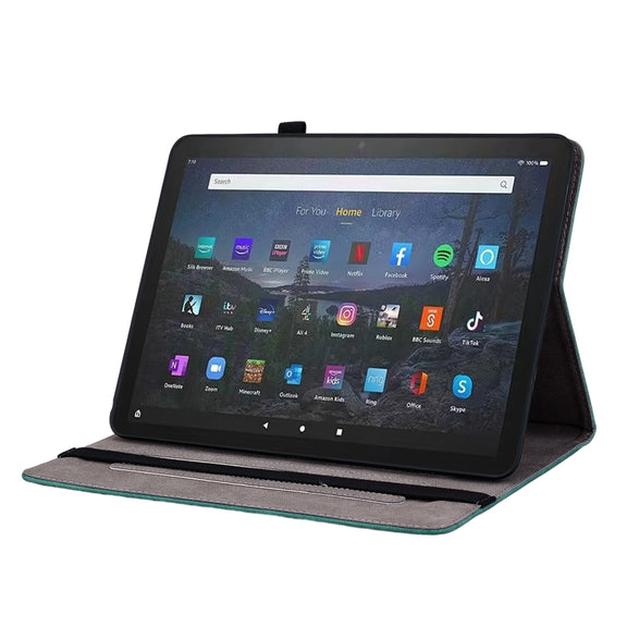 For Amazon Fire Max 11 Butterfly Rose Embossed Leather Tablet Case(Green)