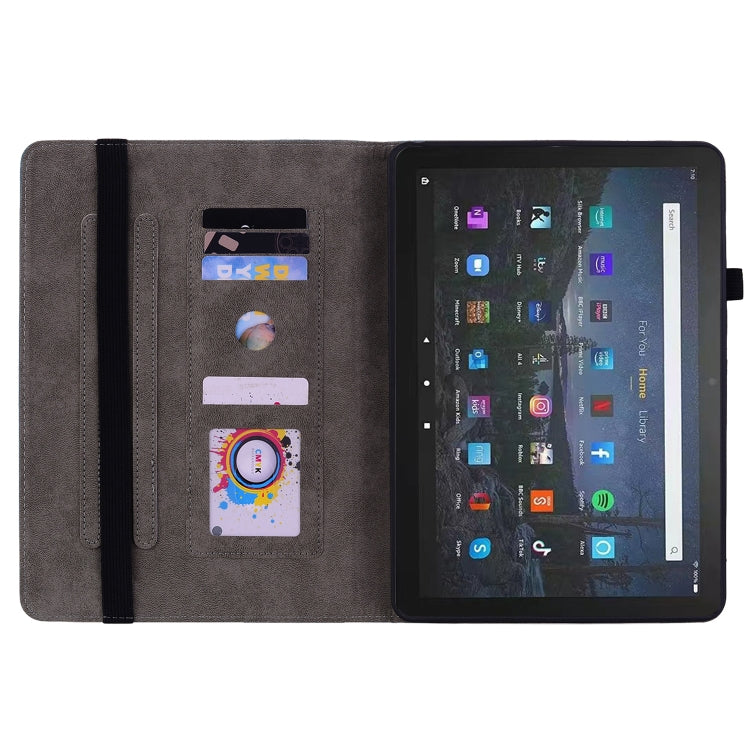 For Amazon Fire Max 11 Butterfly Rose Embossed Leather Tablet Case(Dark Blue)