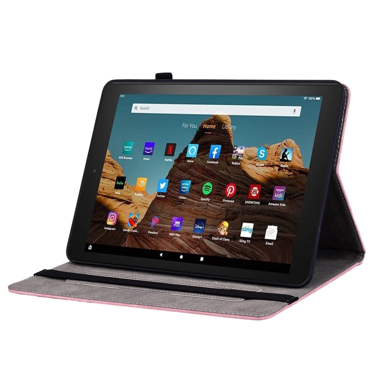 For Amazon Fire HD 10 2023 Butterfly Rose Embossed Leather Tablet Case(Pink)