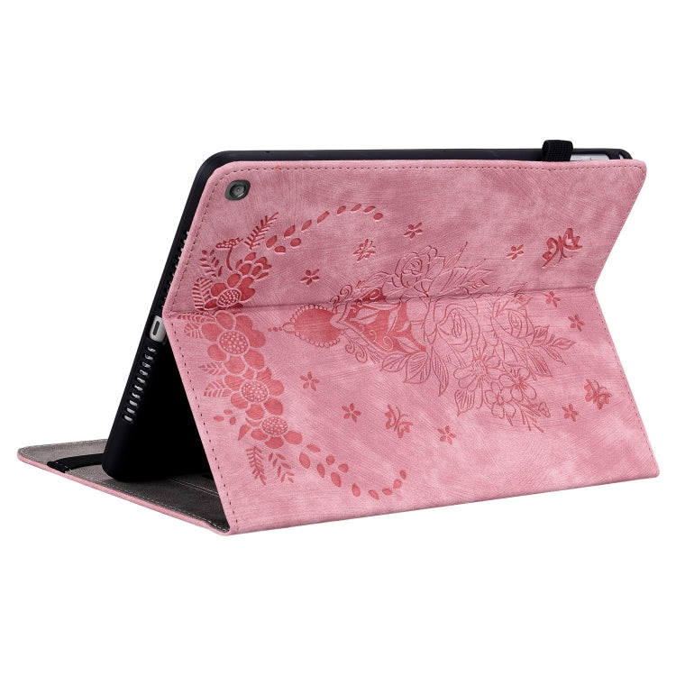 For Amazon Fire HD 10 2023 Butterfly Rose Embossed Leather Tablet Case(Pink)