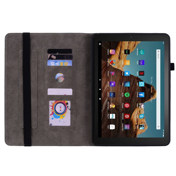 For Amazon Fire HD 10 2023 Butterfly Rose Embossed Leather Tablet Case(Rose Red)