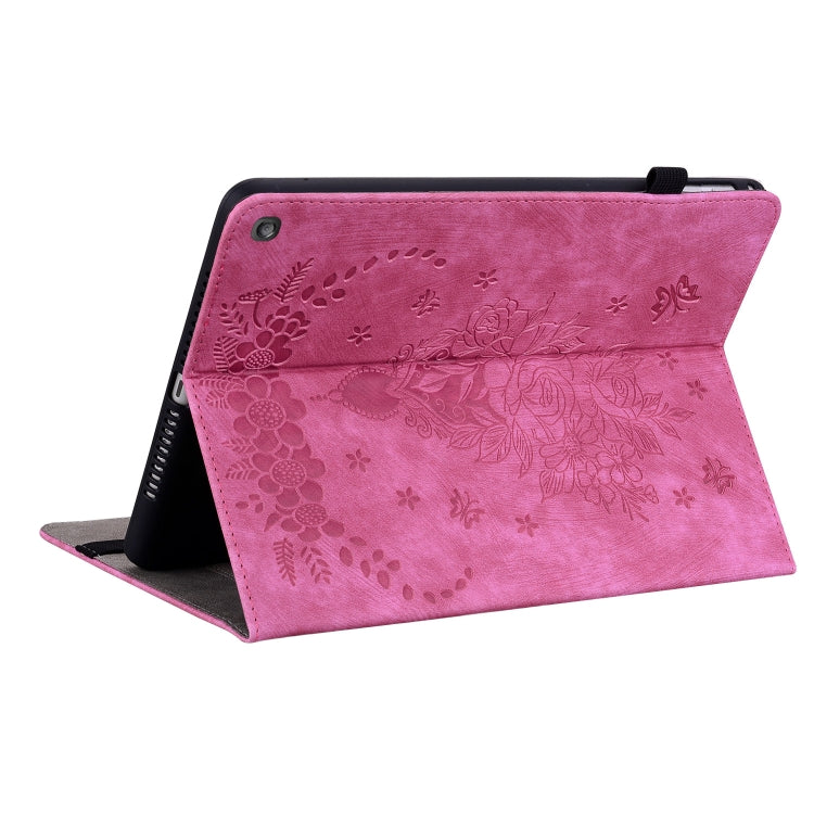 For Amazon Fire HD 10 2023 Butterfly Rose Embossed Leather Tablet Case(Rose Red)