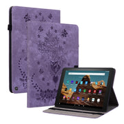 For Amazon Fire HD 10 2023 Butterfly Rose Embossed Leather Tablet Case(Purple)