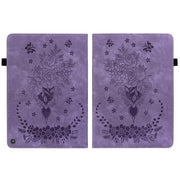 For Amazon Fire HD 10 2023 Butterfly Rose Embossed Leather Tablet Case(Purple)