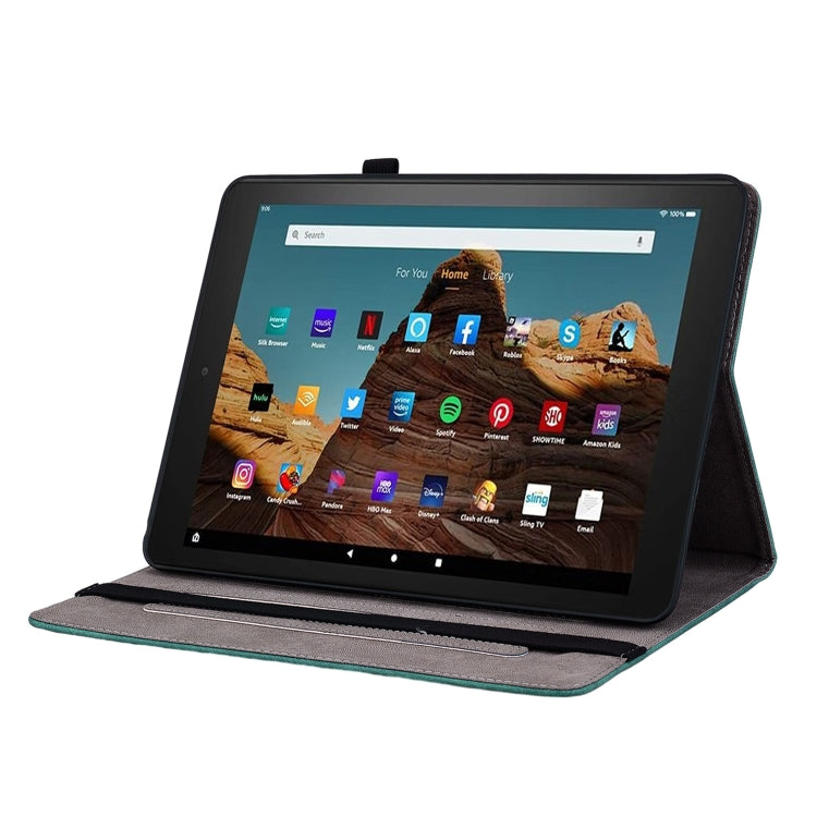 For Amazon Fire HD 10 2023 Butterfly Rose Embossed Leather Tablet Case(Green)