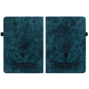 For Amazon Fire HD 10 2023 Butterfly Rose Embossed Leather Tablet Case(Dark Blue)