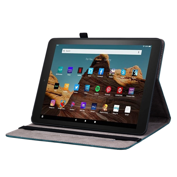 For Amazon Fire HD 10 2023 Butterfly Rose Embossed Leather Tablet Case(Dark Blue)