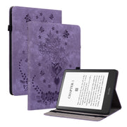 For Amazon Kindle Paperwhite 5 2023 2024 Butterfly Rose Embossed Leather Tablet Case(Purple)