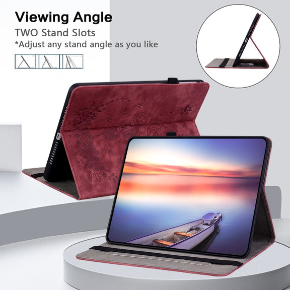 For Amazon Kindle Paperwhite 5 2024 Butterfly Rose Embossed Leather Tablet Case(Red)