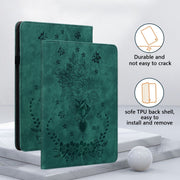 For Amazon Kindle Paperwhite 5 2023 2024 Butterfly Rose Embossed Leather Tablet Case(Green)