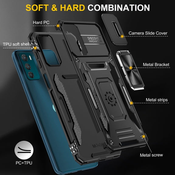 Motorola Moto G42 Armor PC + TPU Camera Shield Phone Case(Black)