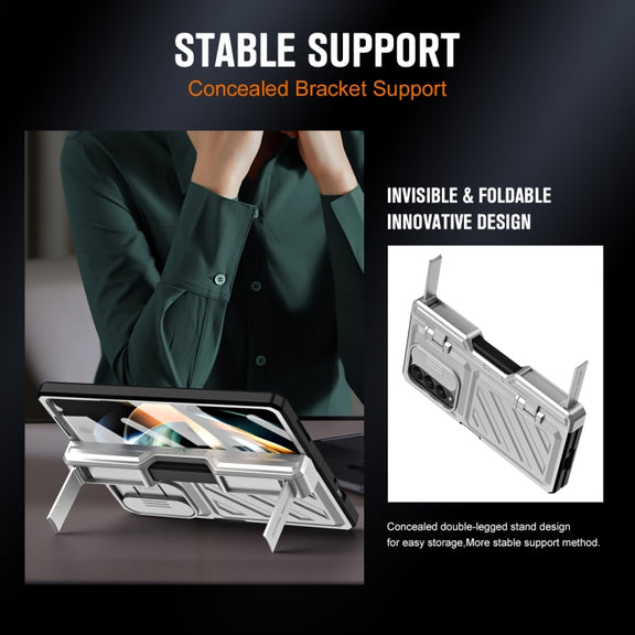 For Samsung Galaxy Z Fold4 TPU + PC Integrated All-inclusive Shockproof Phone Case with Pen(Silver)