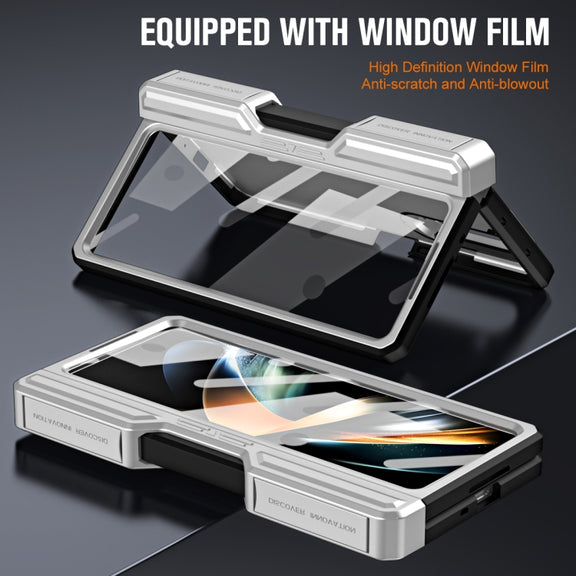 For Samsung Galaxy Z Fold4 TPU + PC Integrated All-inclusive Shockproof Phone Case with Pen(Silver)