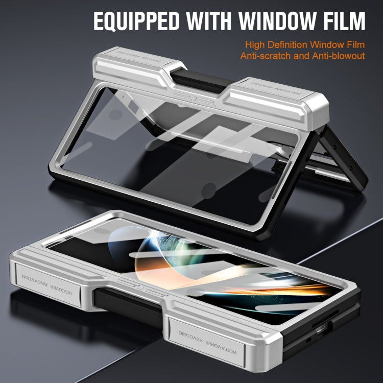 For Samsung Galaxy Z Fold4 TPU + PC Integrated All-inclusive Shockproof Phone Case with Pen(Silver)