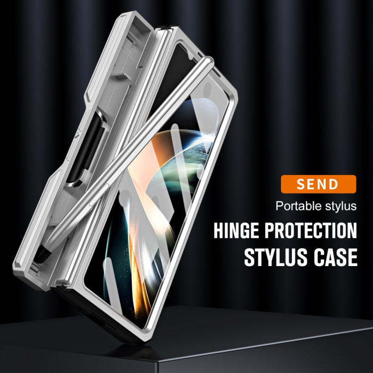 For Samsung Galaxy Z Fold4 TPU + PC Integrated All-inclusive Shockproof Phone Case with Pen(Silver)
