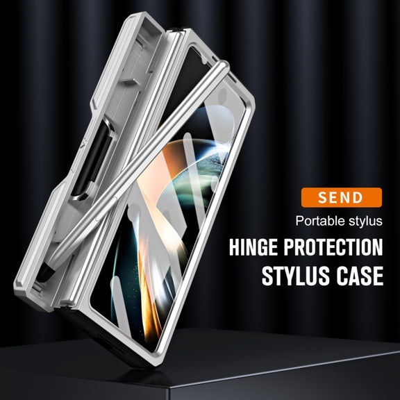 For Samsung Galaxy Z Fold4 TPU + PC Integrated All-inclusive Shockproof Phone Case with Pen(Silver)