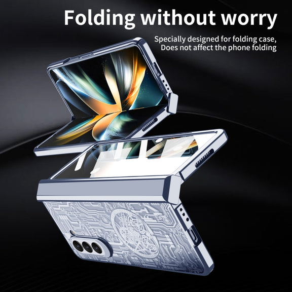 For Samsung Galaxy Z Fold5 Mechanical Legend Integrated Electroplating All-inclusive Phone Case(Blue)