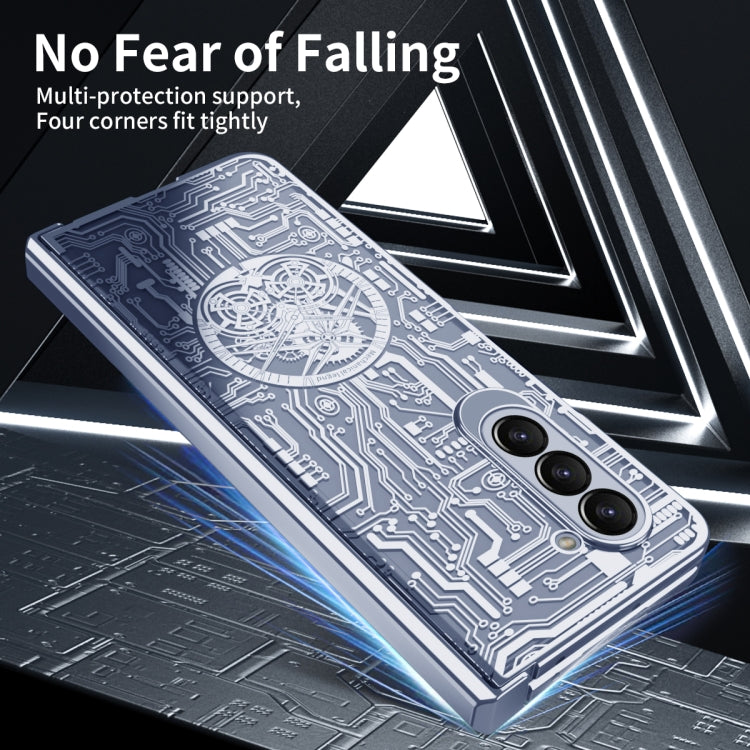 For Samsung Galaxy Z Fold5 Mechanical Legend Integrated Electroplating All-inclusive Phone Case(Blue)