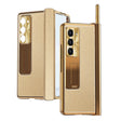For Samsung Galaxy Z Fold5 Litchi Pattern Magnetic Shell Film Integrated Shockproof Phone Case(Gold) - Galaxy Z Fold5 Cases by PMC TechLife | Online Shopping South Africa | PMC TechLife