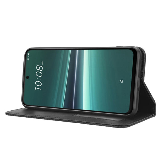 For HTC U23 / U23 Pro Magnetic Buckle Retro Texture Leather Phone Case(Black)